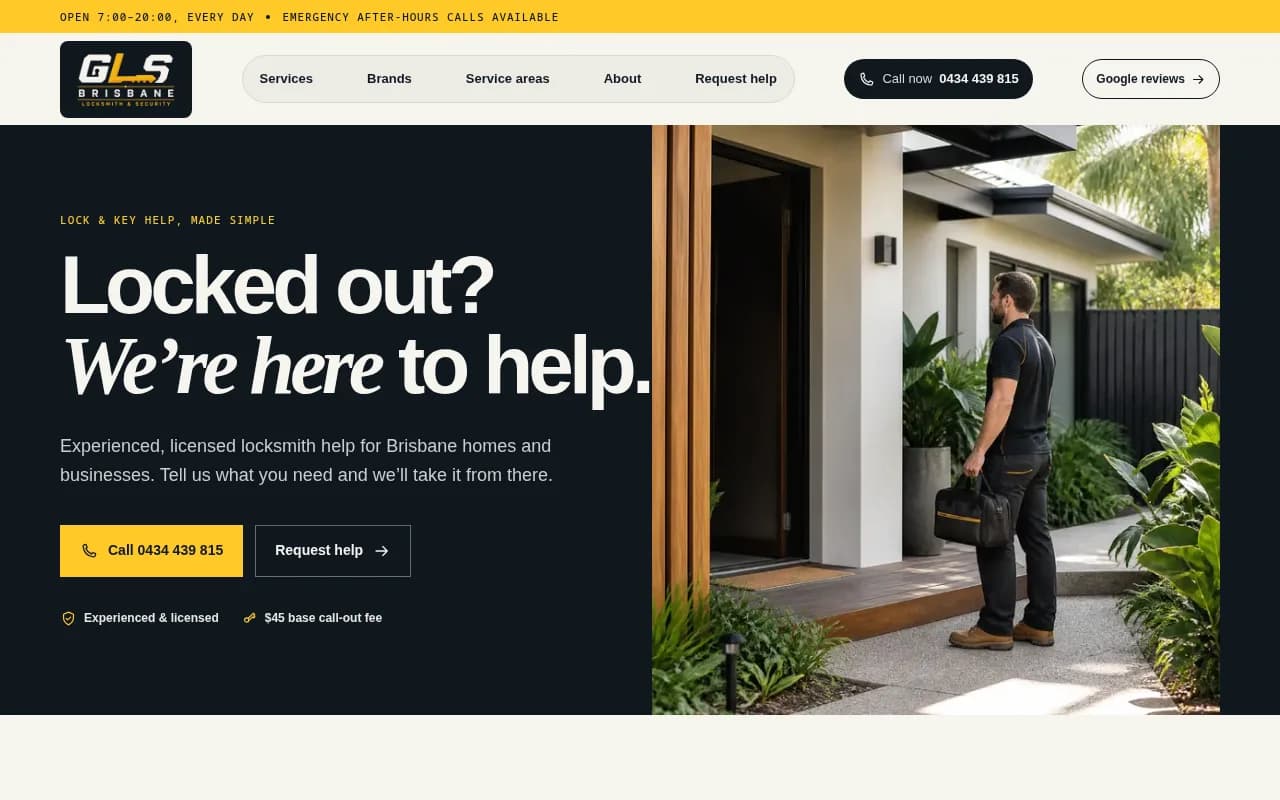 Homepage of Gabba Locksmith in Brisbane